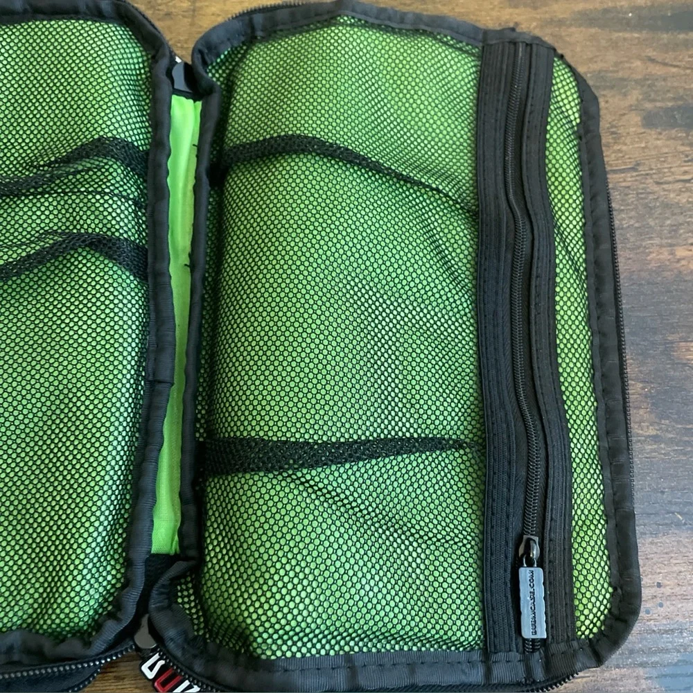 BUBM Double Layer Med Travel Gear Organizer Electronics Accessories Bag In Black